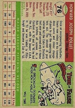 1955 Topps #76 Howie Pollet - NM