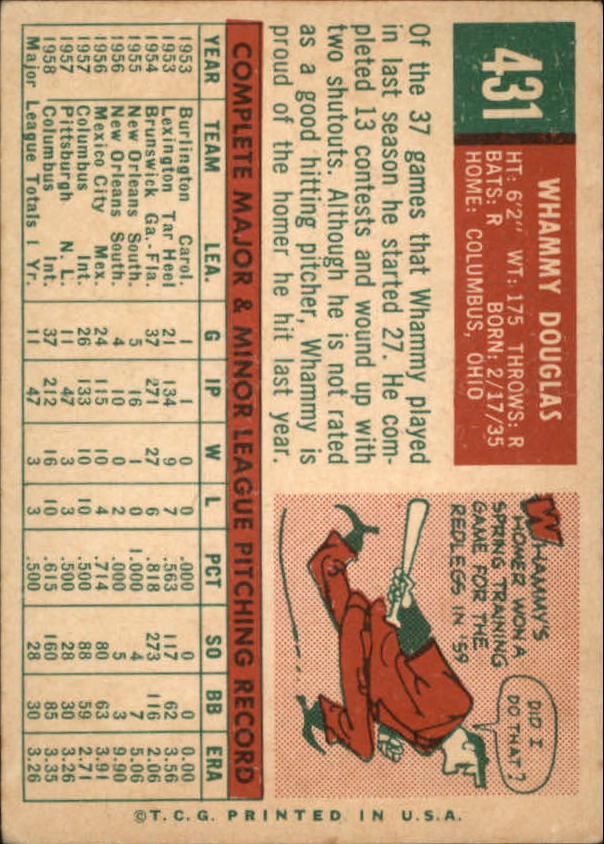 1959 Topps #431 Whammy Douglas - NM