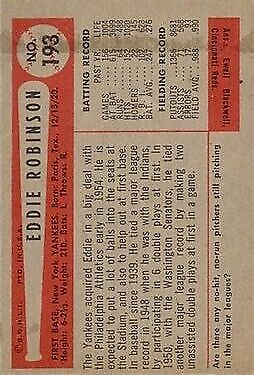 1954 Bowman #193 Eddie Robinson - NM
