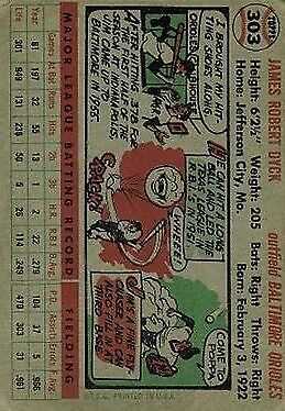 1956 Topps #303 Jim Dyck - NM