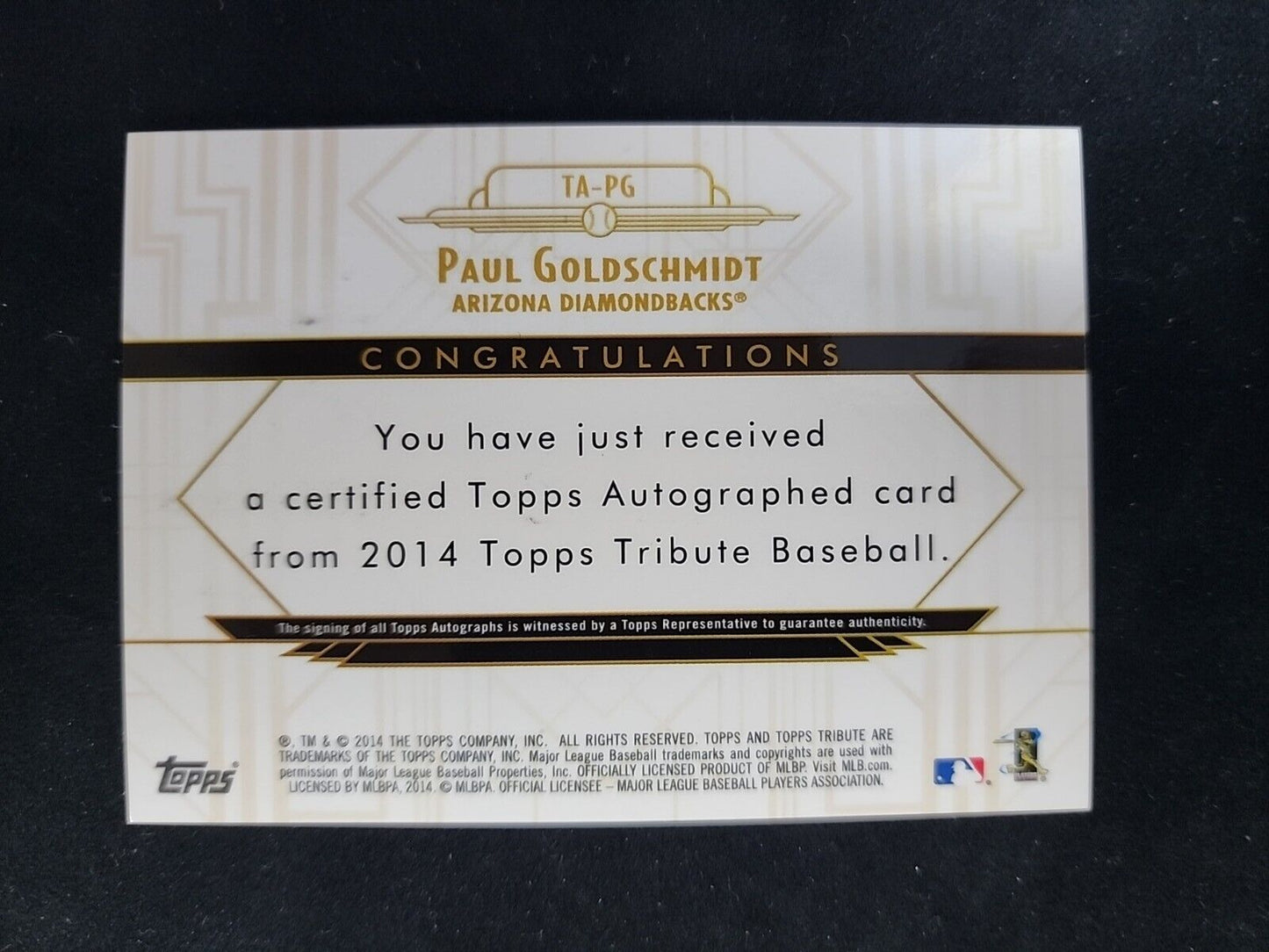 2014 Topps Tribute Auto /99 Paul Goldschmidt #TA-PG Auto