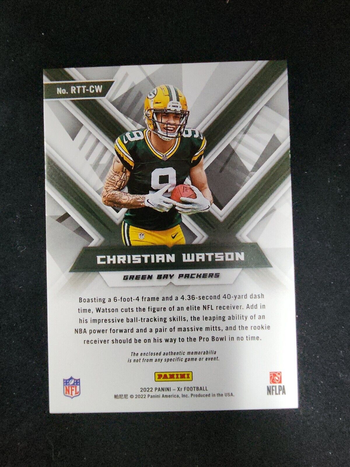 2022 Panini Xr Triple Threats Christian Watson /49 RC SP Triple Patch - Blue