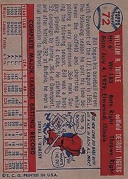 1957 Topps #72 Bill Tuttle - NM