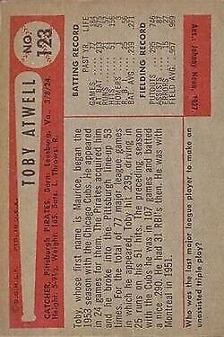 1954 Bowman #123 Toby Atwell - NM