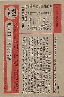 1954 Bowman #125 Warren Hacker - NM
