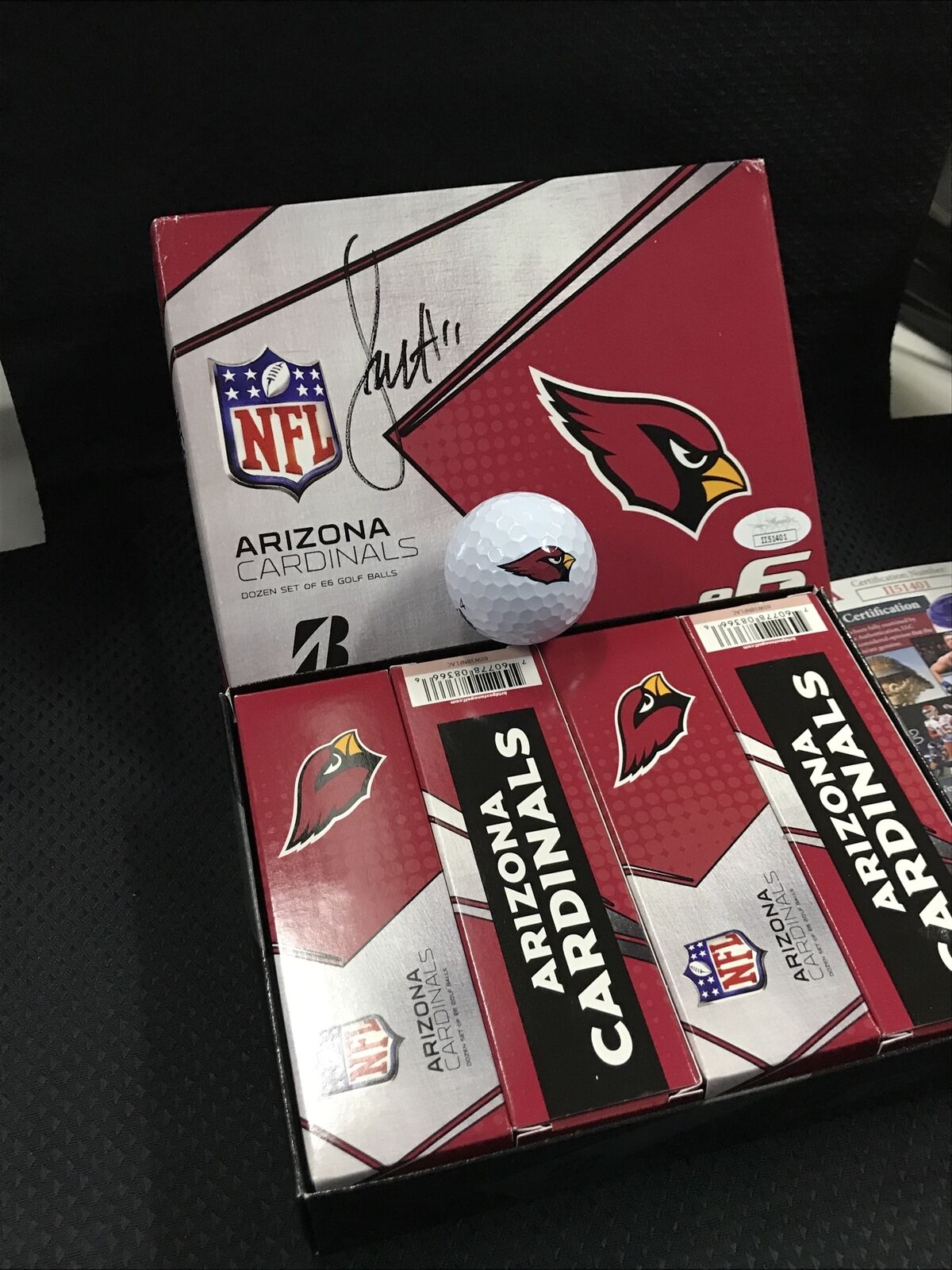 Larry Fitzgerald Signed Golf Ball Box JSA/Coa Arizona Cardinals Auto