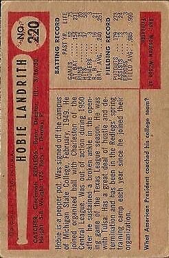 1954 Bowman #220 Hobie Landrith RC - NM
