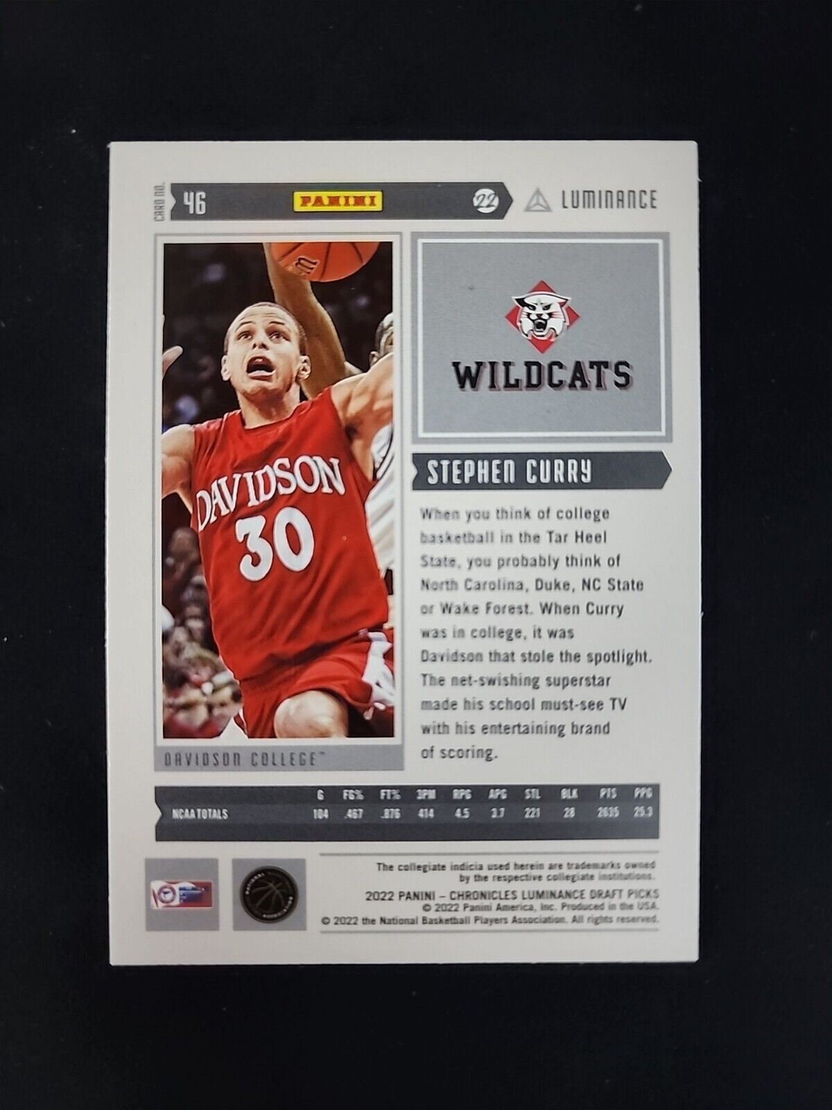 2022-23 Panini Chronicles Draft Picks Luminance Pulsar #46 Stephen Curry