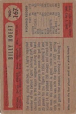1954 Bowman #167 Billy Hoeft - NM