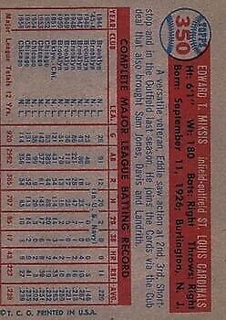 1957 Topps #350 Eddie Miksis - Vg+