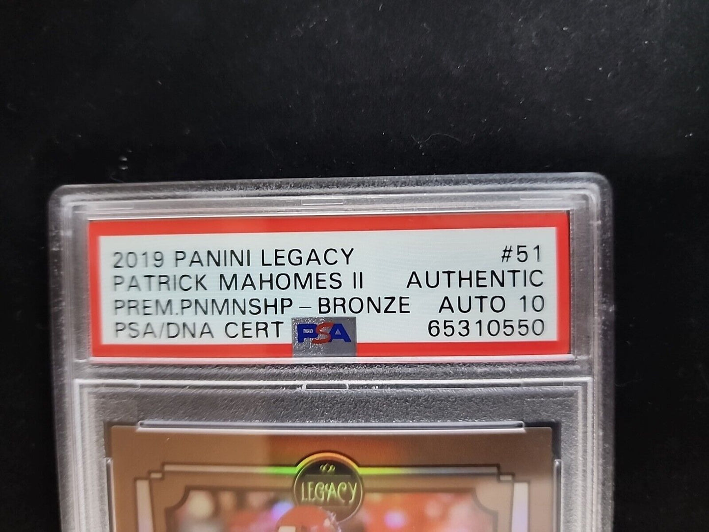 2019 Panini Legacy Premium Penmanship BRONZE #51 Mahomes /5! PSA 1O