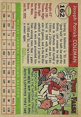 1955 Topps #162 Joe Coleman - NM