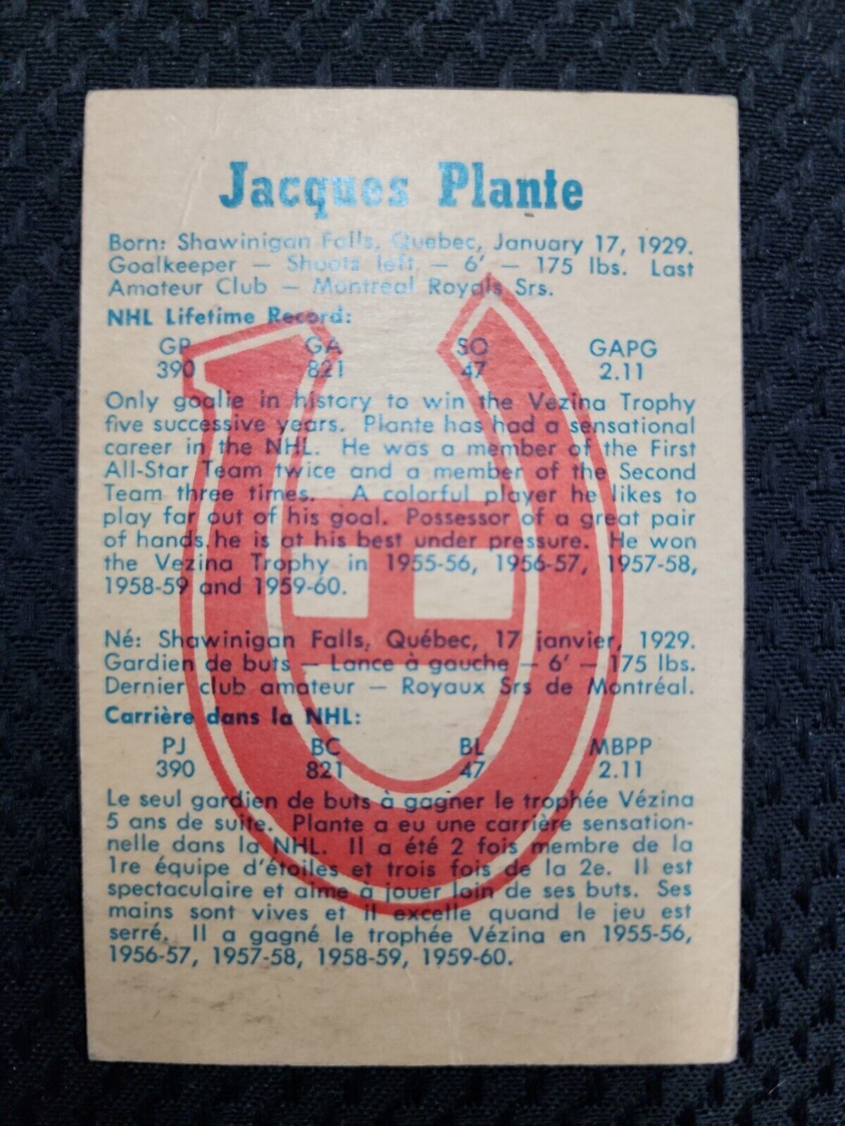 1960 Parkhurst Jacques Plante #53