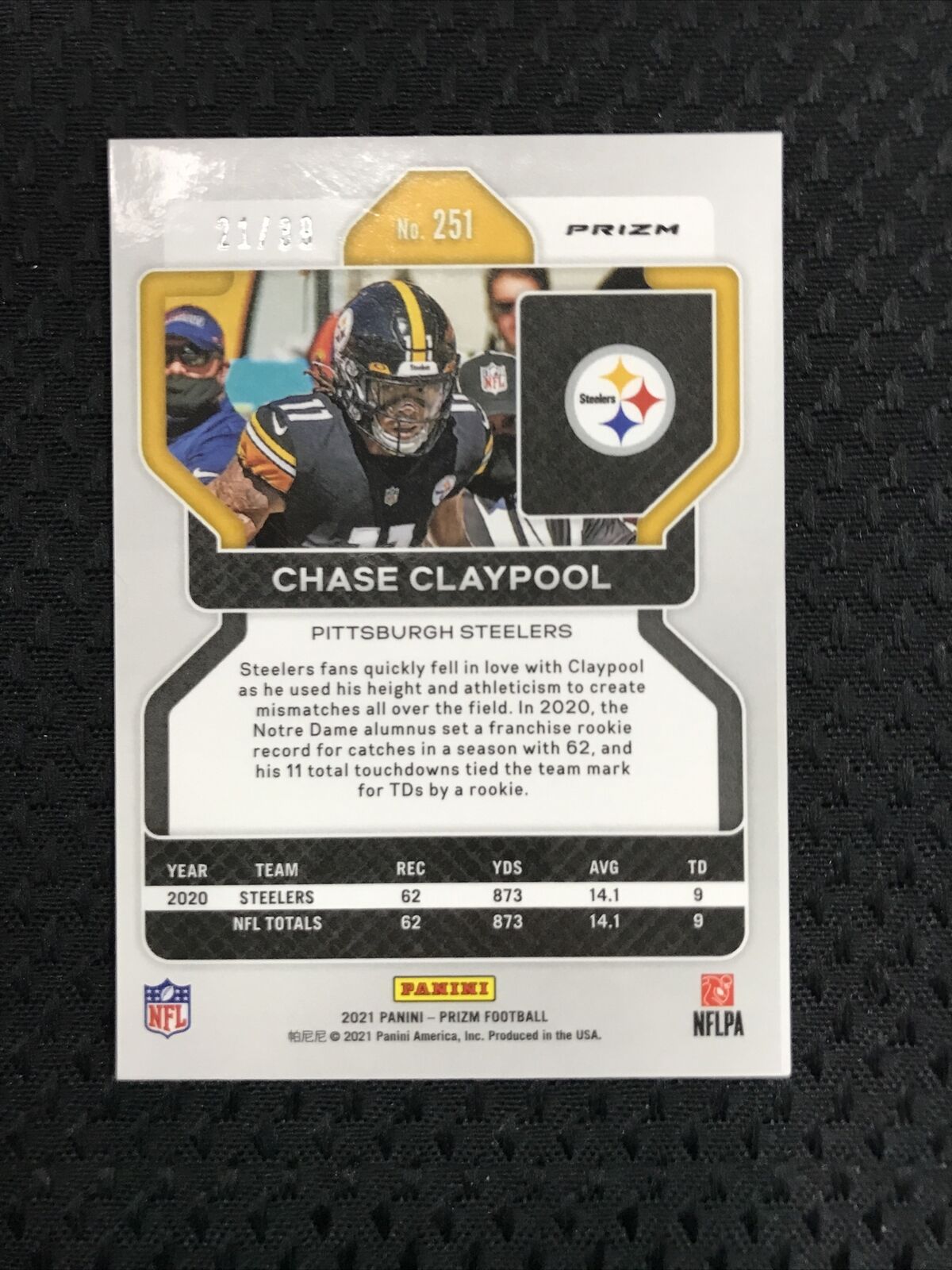 Chase Claypool 2021 Panini Prizm T-mall Asia Red #251 Pittsburgh Steelers NFL