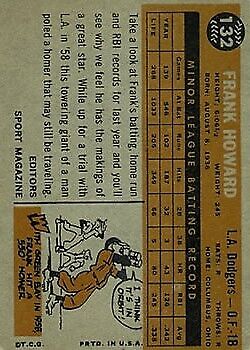 1960 Topps #132 Frank Howard RS RC - Ex+