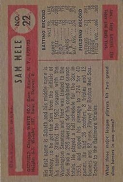 1954 Bowman #22A Sam Mele 213 Putouts - NM