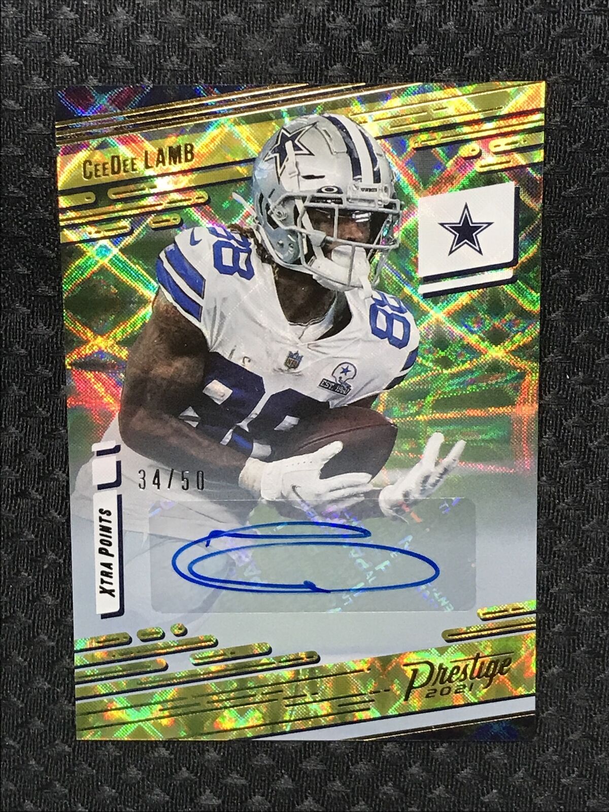 2021 Prestige CeeDee Lamb Xtra Points Signatures GOLD Parallel Auto #/50 **
