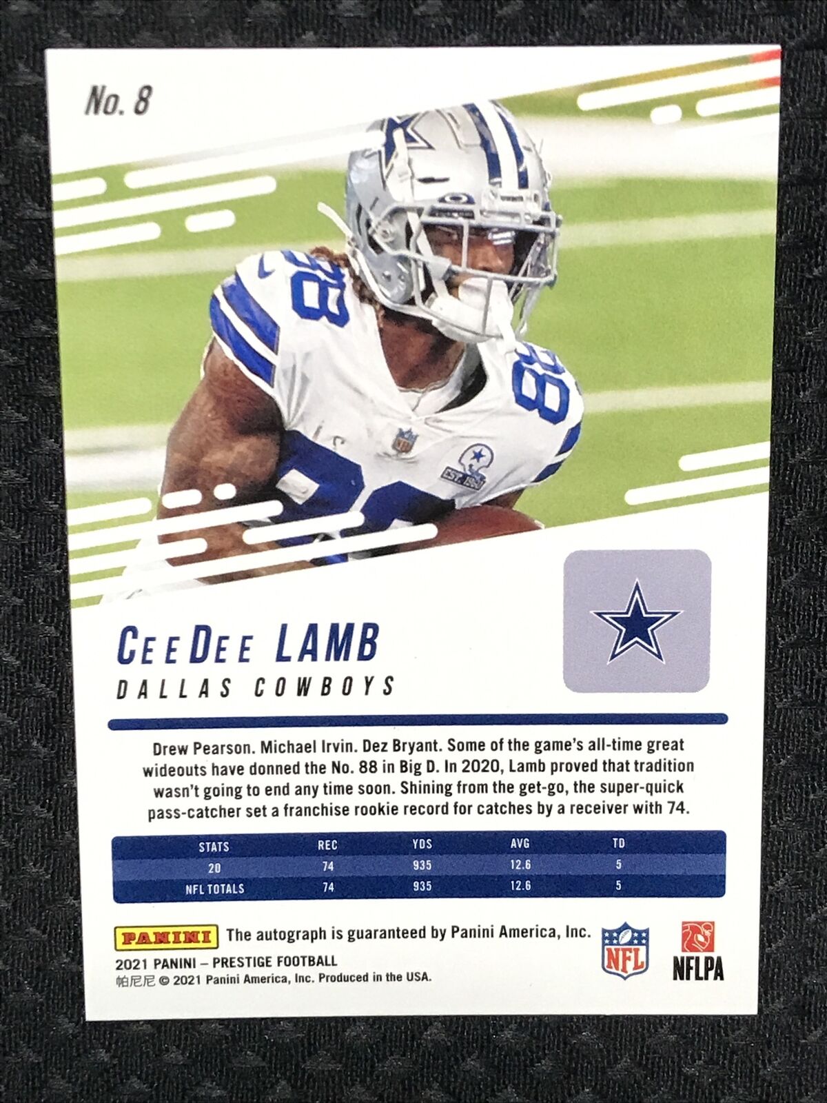 2021 Prestige CeeDee Lamb Xtra Points Signatures GOLD Parallel Auto #/50 **