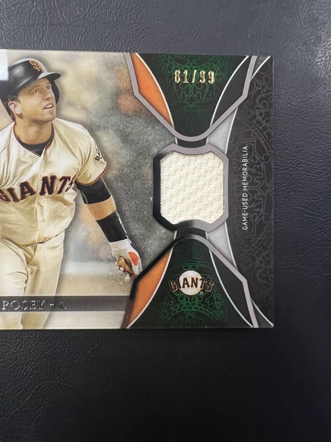 2017 Topps Tribute Buster Posey Certified Relic Green Game Used Jersey #81/99