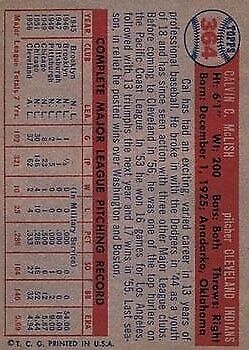 1957 Topps #364 Cal McLish RC - Vg+