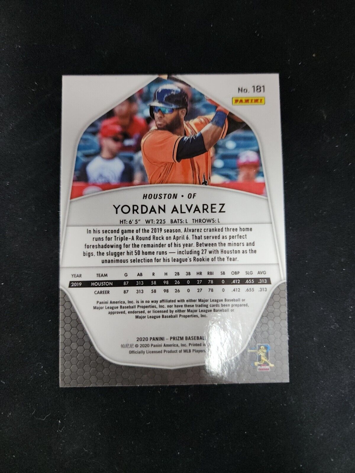 Yordan Alvarez 2020 Panini Prizm RC #181