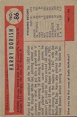 1954 Bowman #86 Harry Dorish - NM