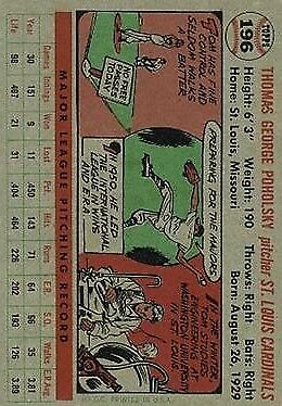 1956 Topps #196 Tom Poholsky - Vg+