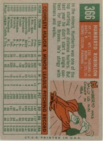 1959 Topps #366 Humberto Robinson - NM