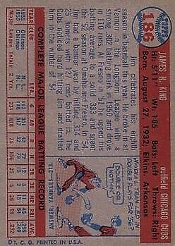 1957 Topps #186 Jim King - NM