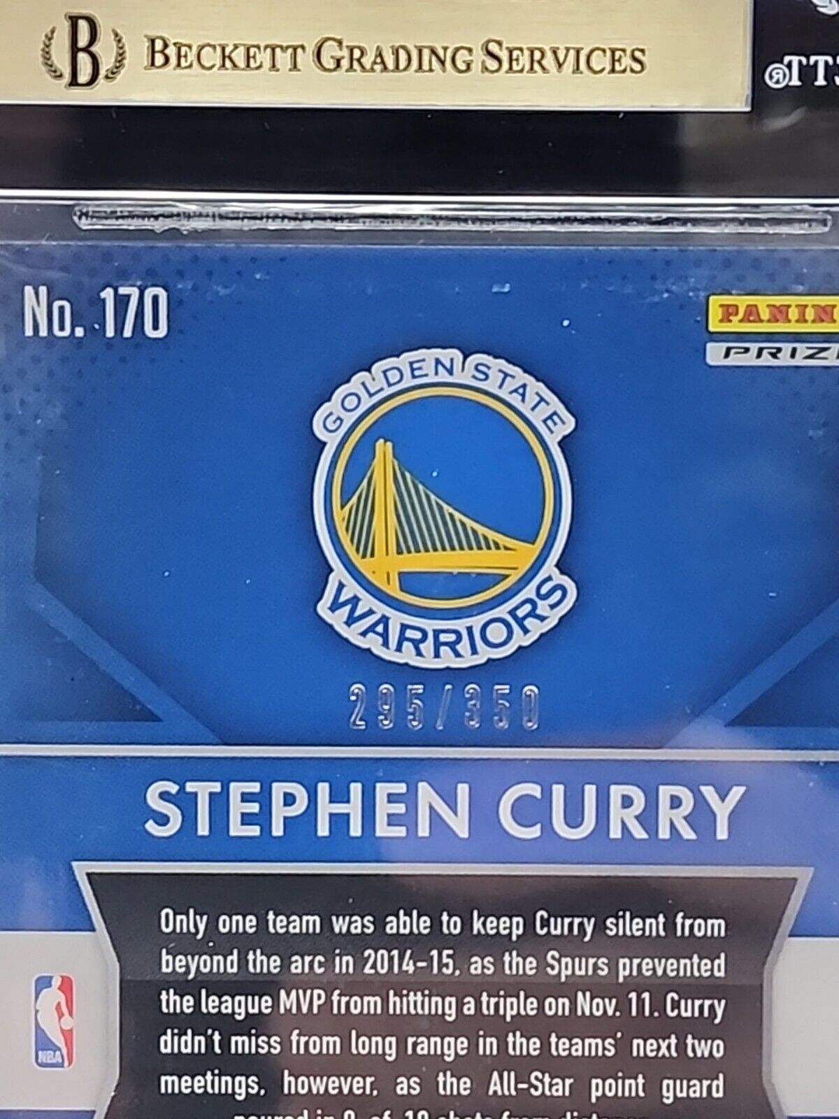 2015-16 Stephen Curry Panini Prizm Ruby Wave BGS 9.5 #170 /350