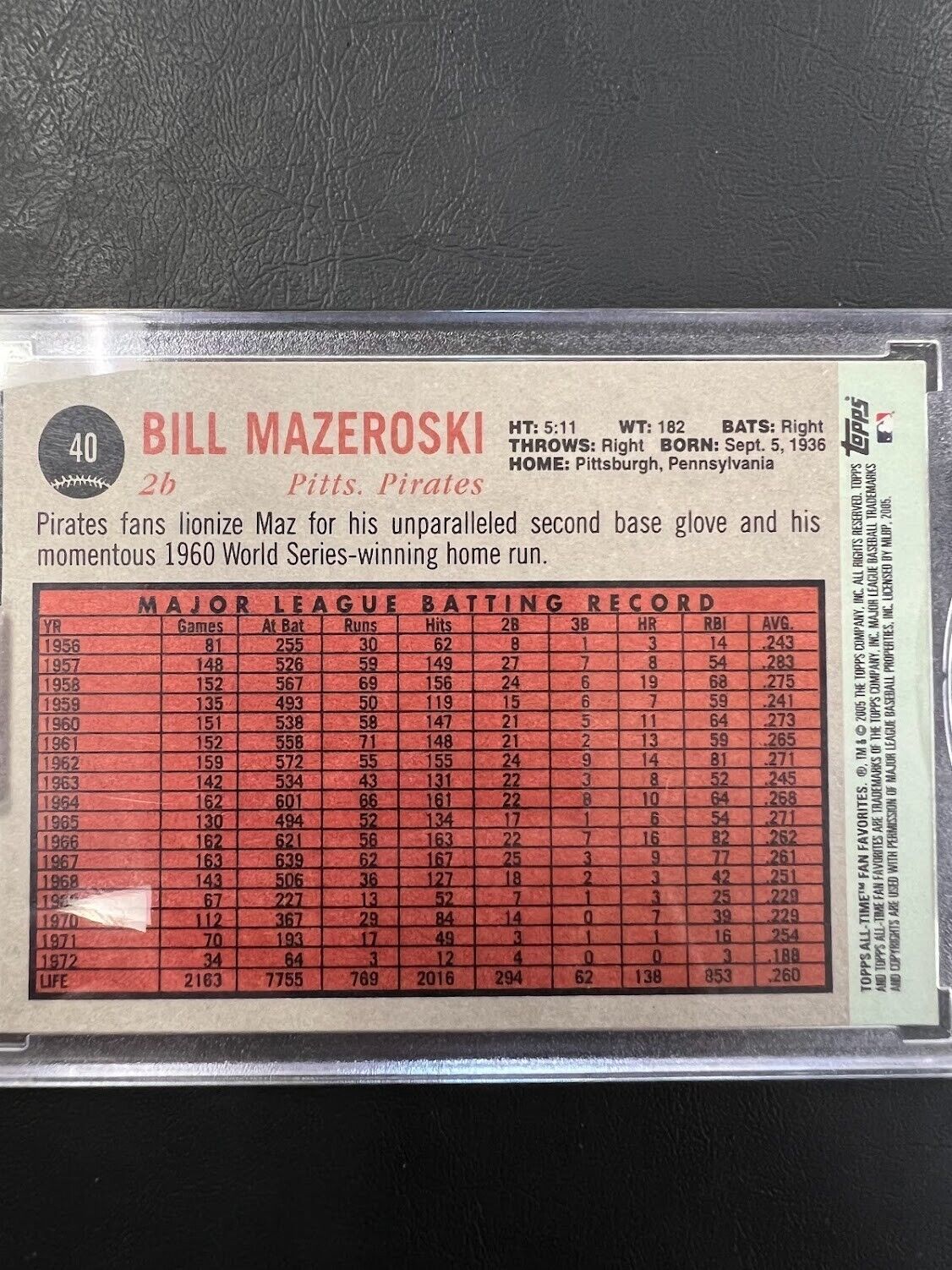 2023 Topps Archives Signature Series HOF Bill Mazeroski Auto 4/4 bookend Pirates
