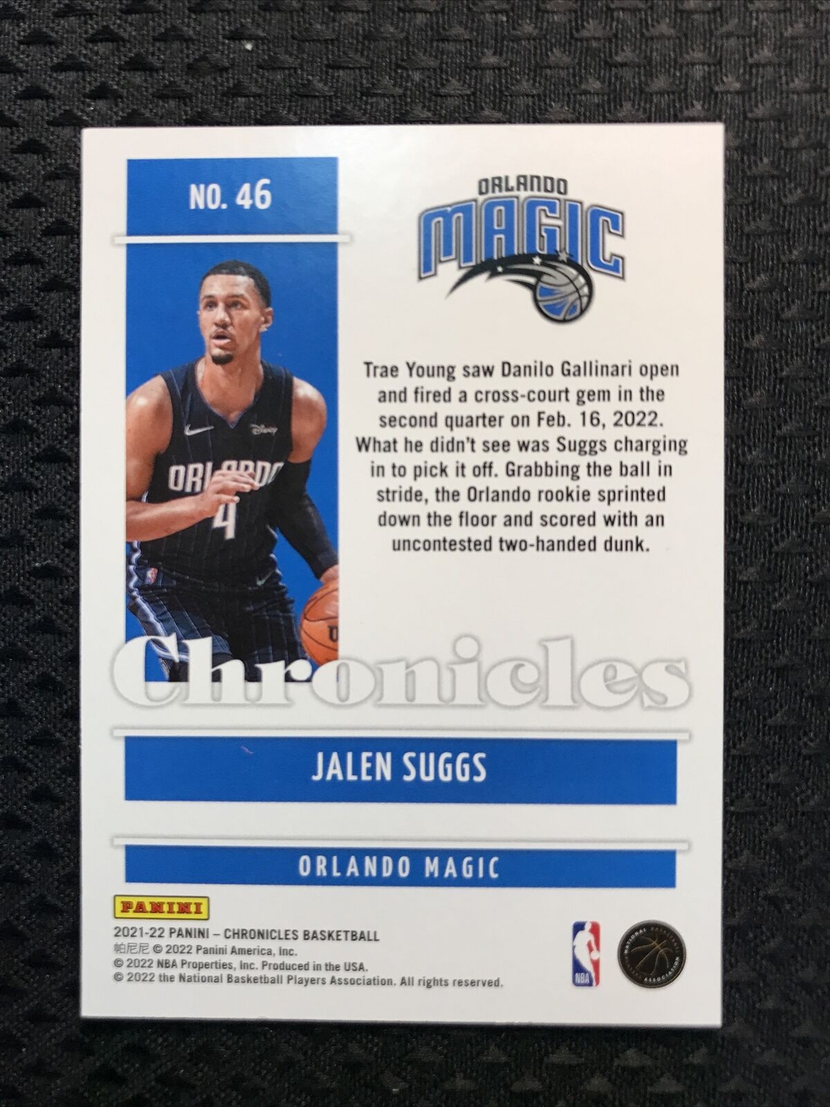 2021-22 Panini Chronicles Jalen Suggs #46 Blue 61/99 RC!
