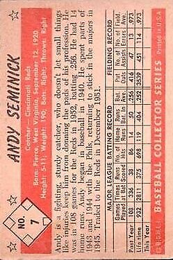 1953 Bowman Black and White #7 Andy Seminick - VG