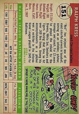 1955 Topps #151 Ralph Kress CO - NM