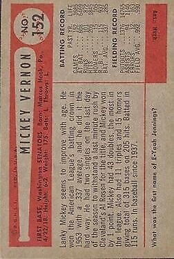 1954 Bowman #152 Mickey Vernon - NM