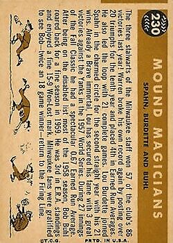 1960 Topps #230 Mound Magicians Lou Burdette Warren Spahn Bob Buhl - Ex+