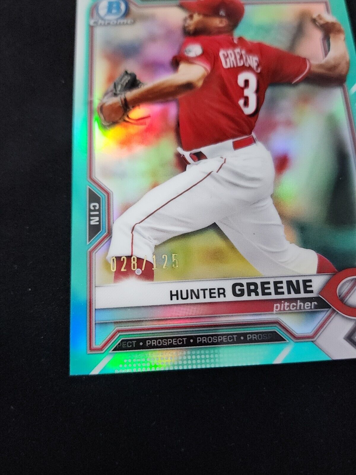Hunter Greene 2021 Bowman Chrome Aqua Refractor /125 Cincinnati Reds #BCP-127