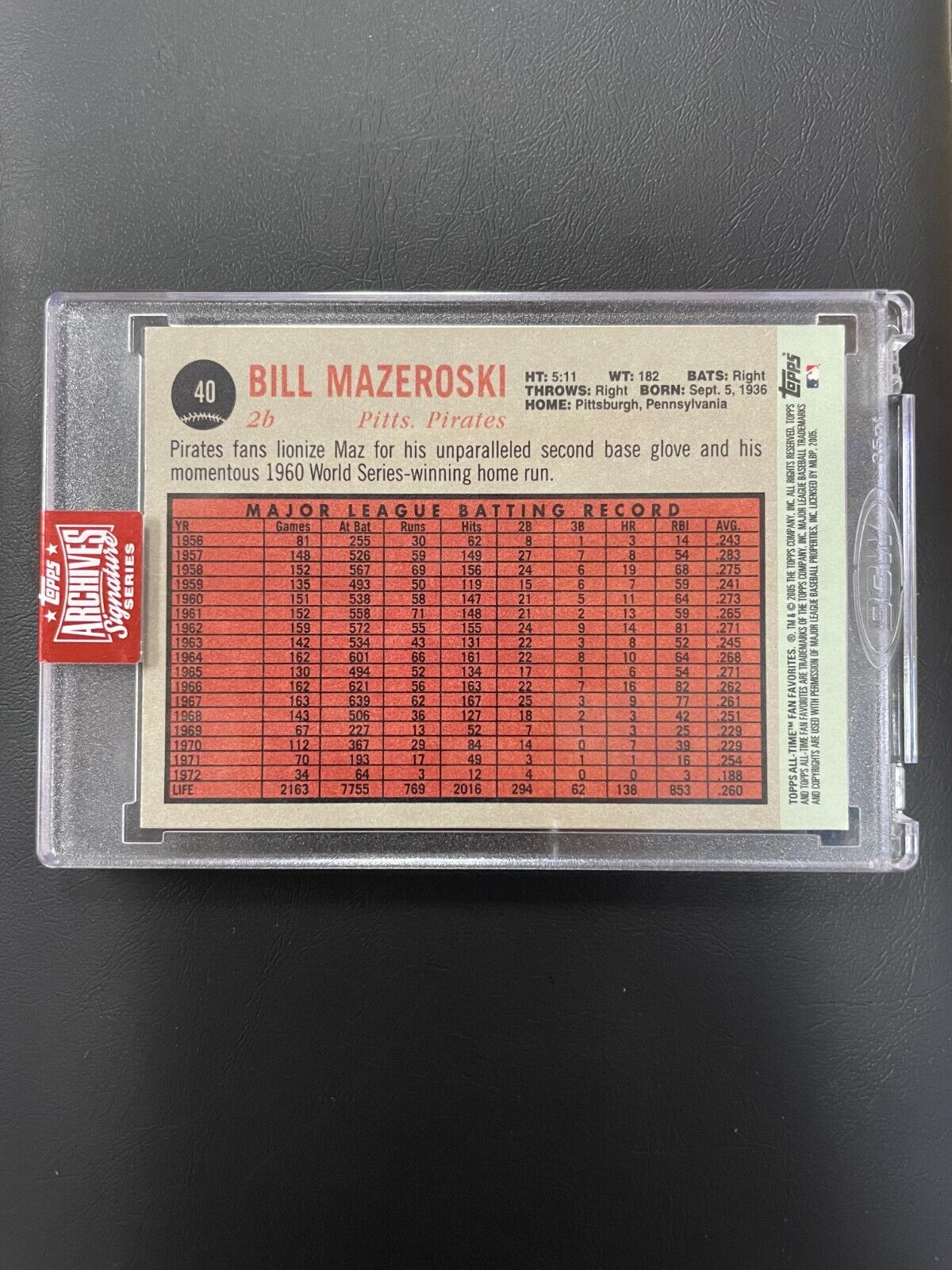 2023 Topps Archives Signature Bill Mazeroski Auto 4/4