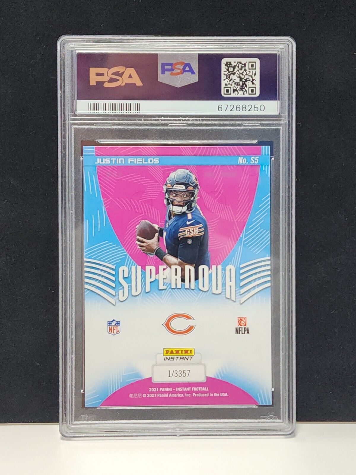 2021 Panini Instant Justin Fields #S5 Rookie RC Supernova 1/3357 PSA 10