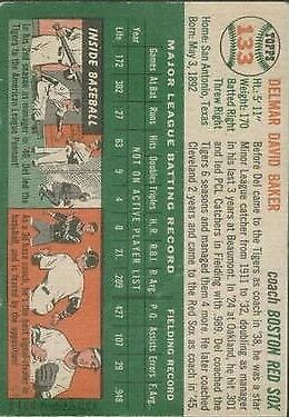1954 Topps #133 Del Baker CO - NM