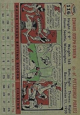 1956 Topps #116 Eddie O'Brien - NM