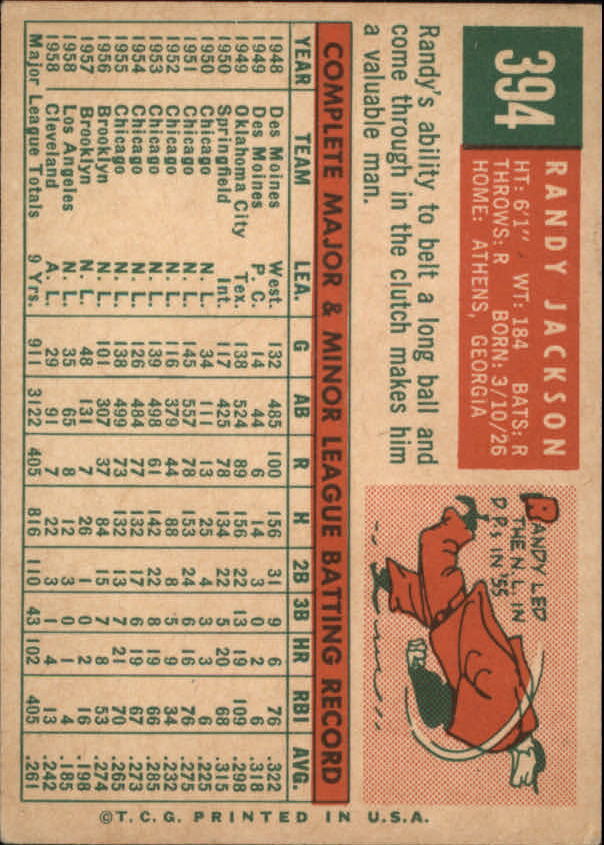 1959 Topps #394 Randy Jackson - NM