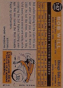1960 Topps #147 Bob Will RS - Ex+
