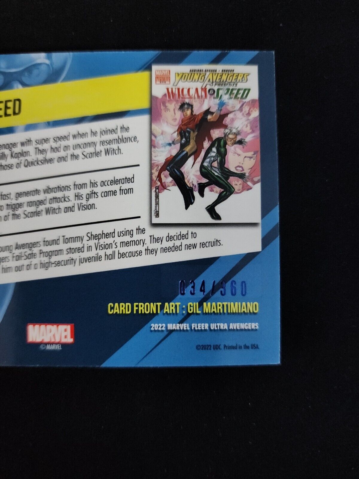 2022 UD Marvel Fleer Ultra Avengers SPEED #68 Blue Foil /360