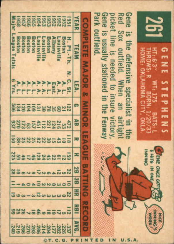 1959 Topps #261 Gene Stephens - NM