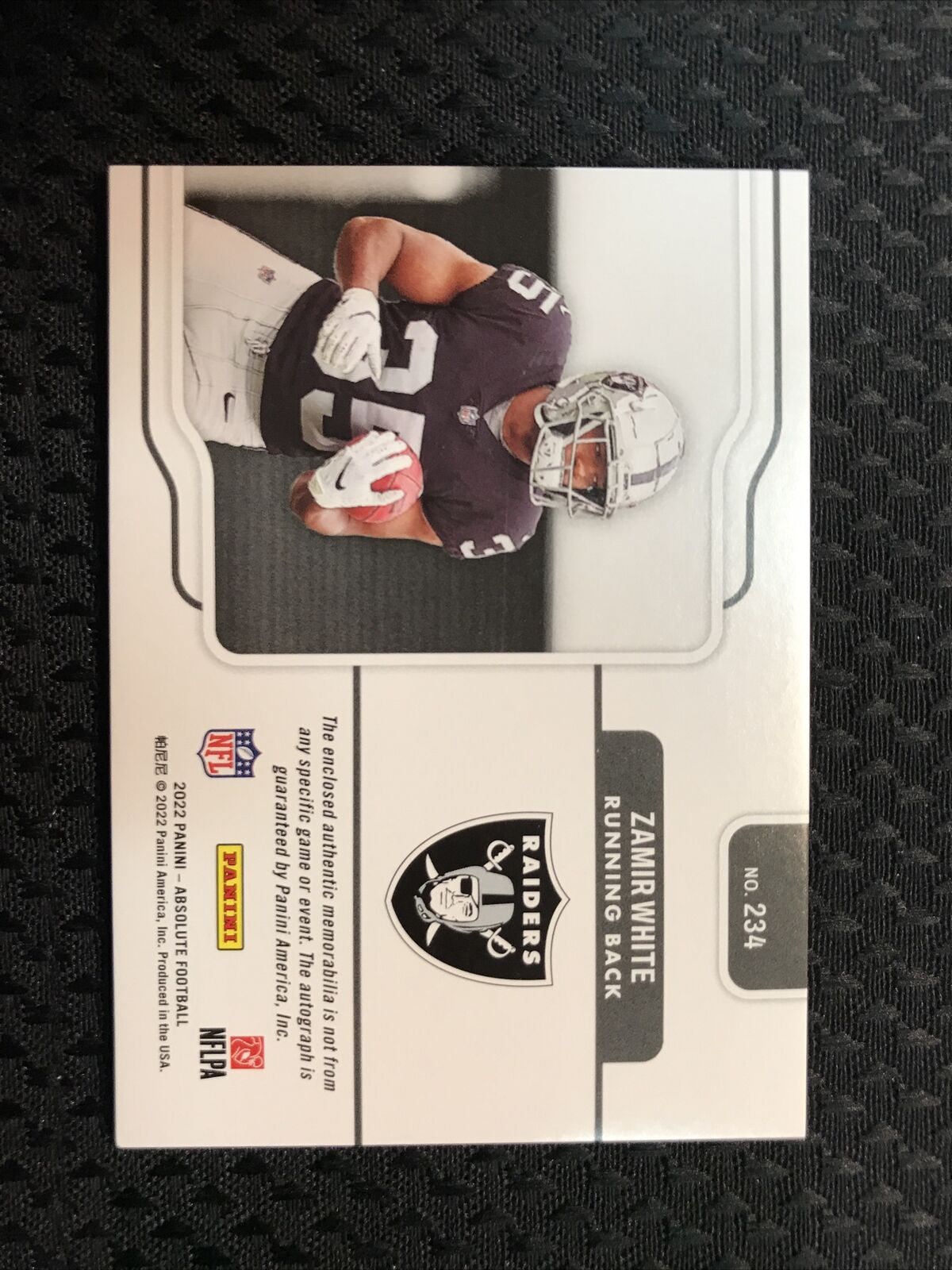 Zamir White 2022 Panini Absolute Rookie Premiere Materials Patch Auto /99