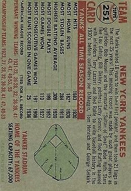 1956 Topps #251 New York Yankees TC UER Larsen misspelled as Larson on - Vg+