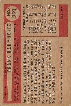 1954 Bowman #221 Frank Baumholtz - NM