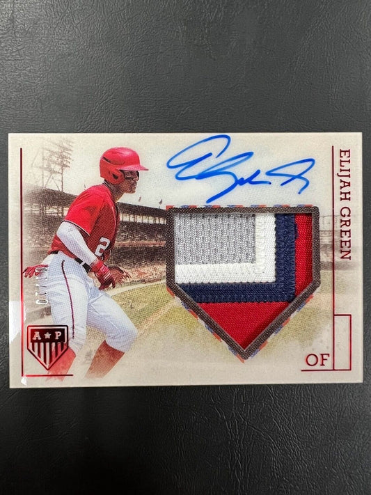 2023 Panini Chronicles America’s Pastime 4 Color Patch Auto Elijah Green #7/10 J