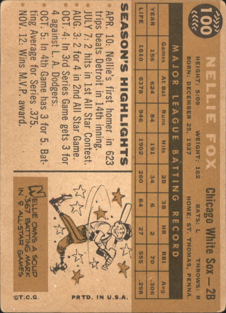 1960 Topps #100 Nellie Fox - Ex+